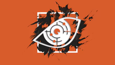 HD desktop wallpaper of Tom Clancy's Rainbow Six: Siege featuring a stylized eye symbol on an orange background with black and white paint splatters.