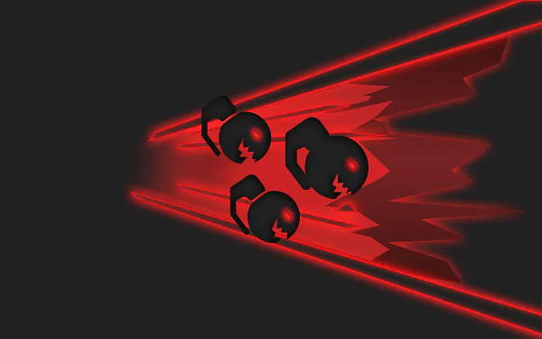 8K Ultra HD PC wallpaper featuring stylized red skulls and sharp beams, inspired by Tom Clancy's Rainbow Six: Siege video game aesthetic.