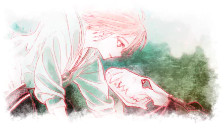 HD desktop wallpaper featuring characters Elias Ainsworth and Chise Hatori from the manga and anime series The Ancient Magus' Bride (Mahoutsukai no Yome), depicted in a delicate and intimate moment.