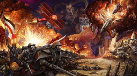 weapon gas mask explosion invasion alien battle airplane soldier Sci Fi steampunk HD Desktop Wallpaper | Background Image