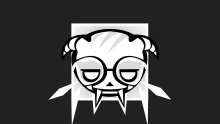 Minimalist 8K Ultra HD PC wallpaper featuring a stylized black and white Dokkaebi mask from Tom Clancy's Rainbow Six: Siege in a sleek gaming design.