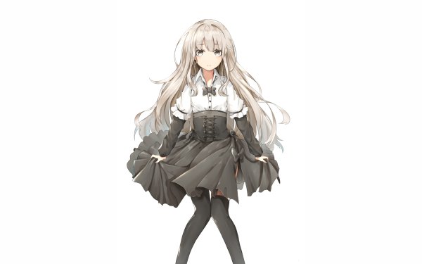 Anime Original Dress White Hair Thigh Highs HD Wallpaper | Background Image