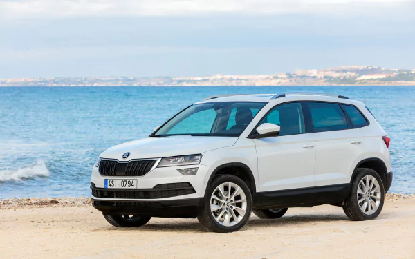white car SUV car Skoda vehicle Skoda Karoq HD Desktop Wallpaper | Background Image