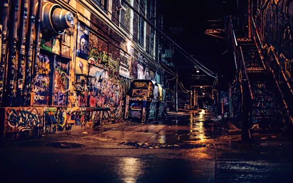 urban night artistic graffiti HD Desktop Wallpaper | Background Image