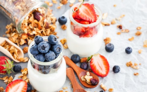 Food Yogurt Still Life Berry Fruit Blueberry Strawberry Muesli HD Wallpaper | Background Image