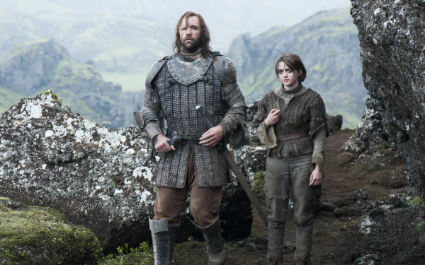Maisie Williams Arya Stark Rory McCann Sandor Clegane TV Show Game Of Thrones HD Desktop Wallpaper | Background Image