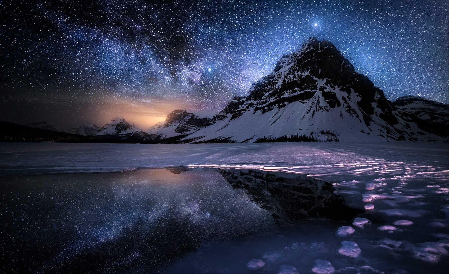 Mountain Night Sky With Stars Wallpaper