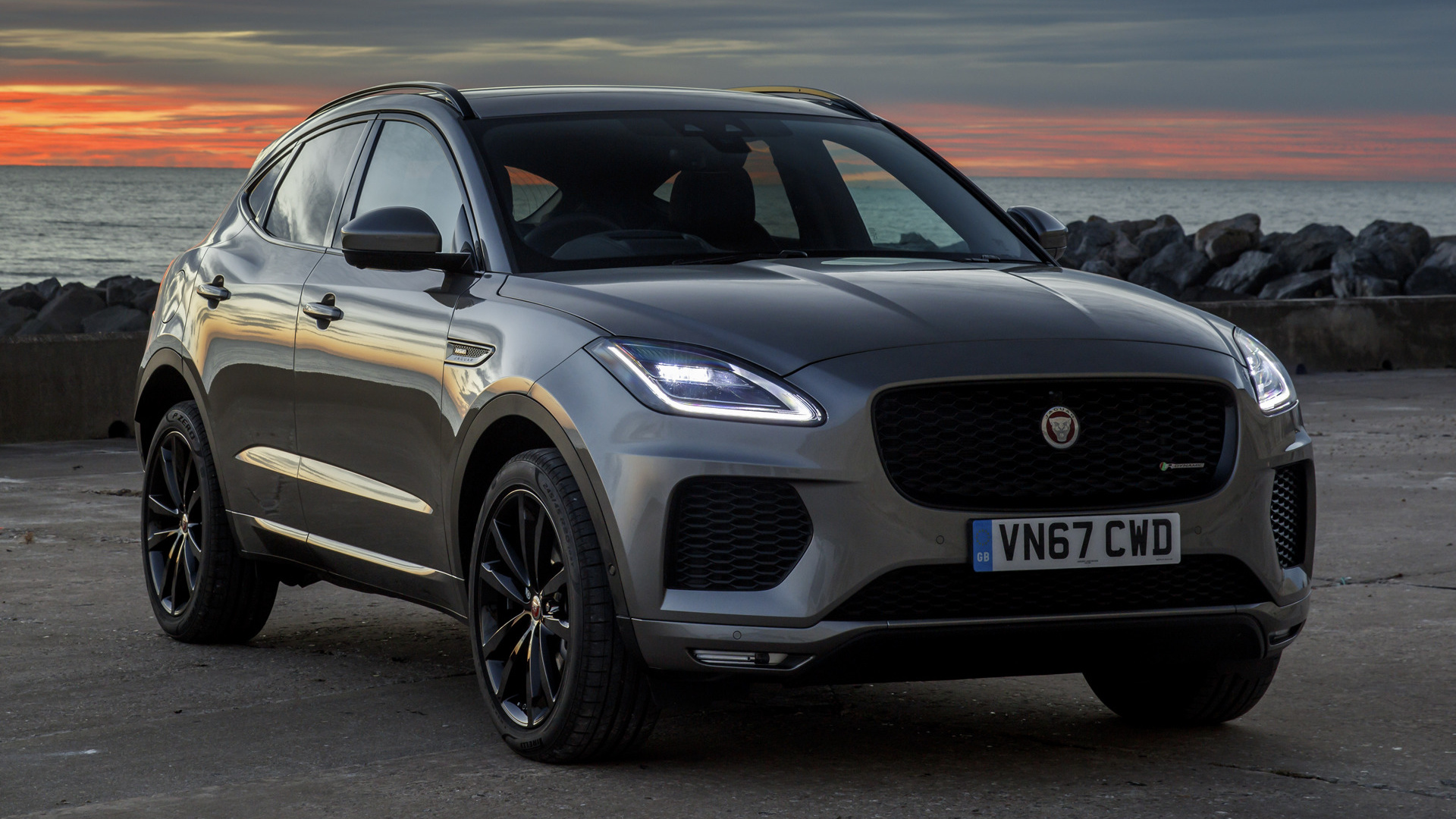 Download Car Black Car SUV Compact Car Vehicle Jaguar E-Pace HD Wallpaper