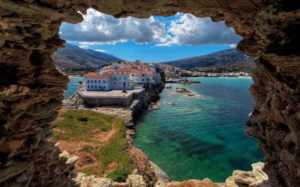 Man Made Village House Ocean Sea Island Greece HD Wallpaper | Background Image