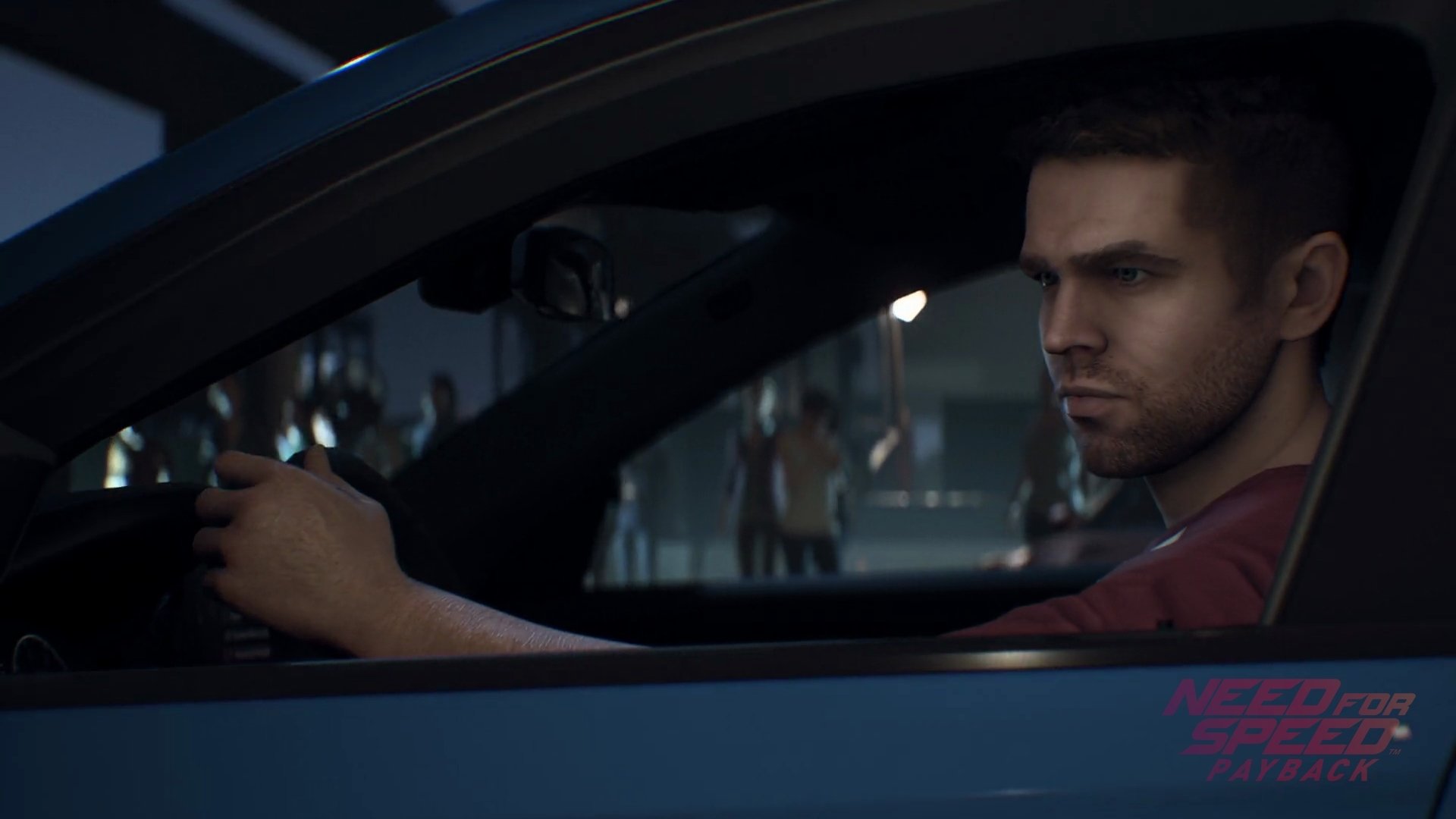 Tyler Morgan from Need for Speed Payback stares from the driver's seat — HD PC desktop wallpaper/background showcasing the video game Need for Speed.