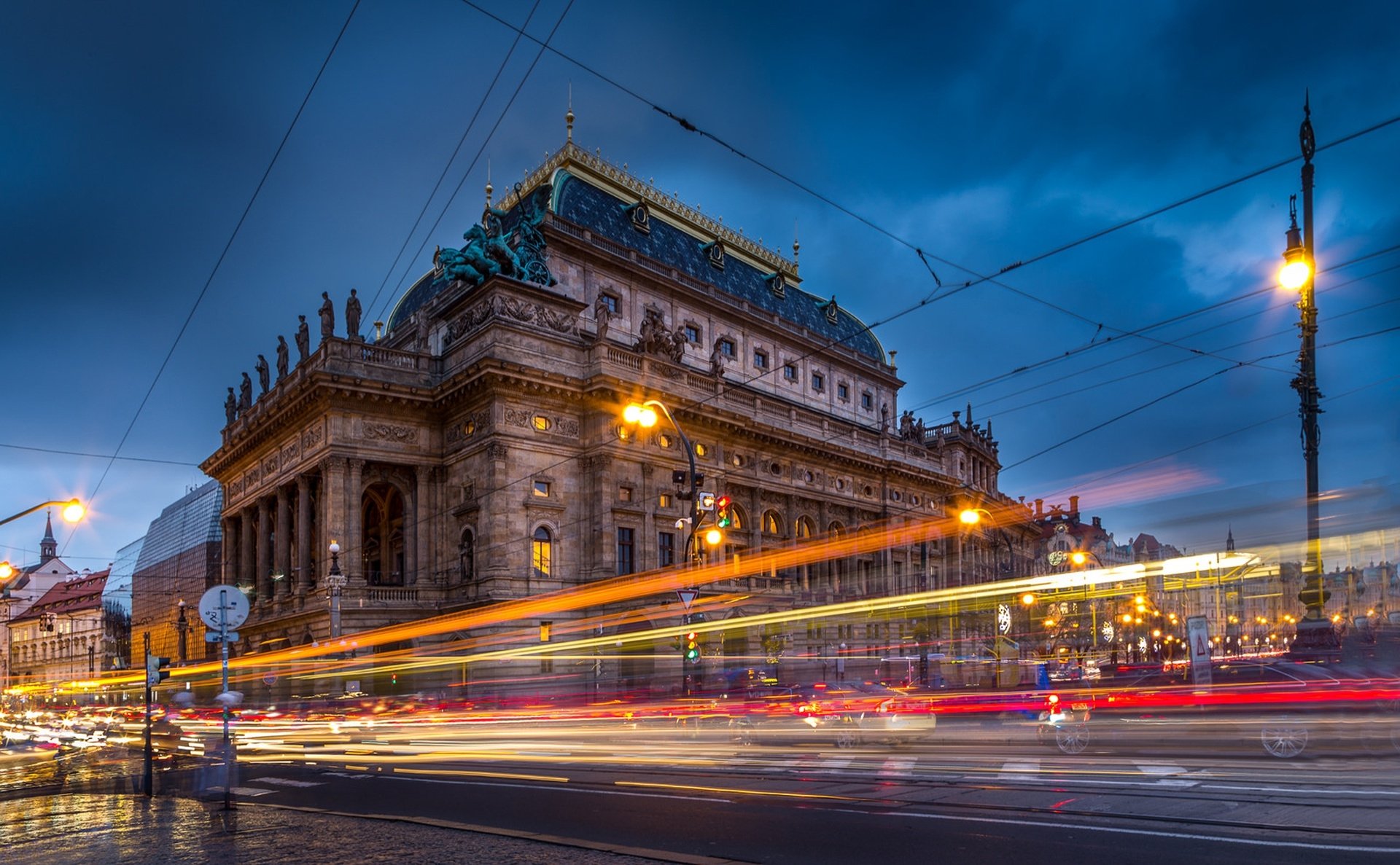 Download Building Light Time Lapse Night Czech Republic Man Made Prague HD Wallpaper