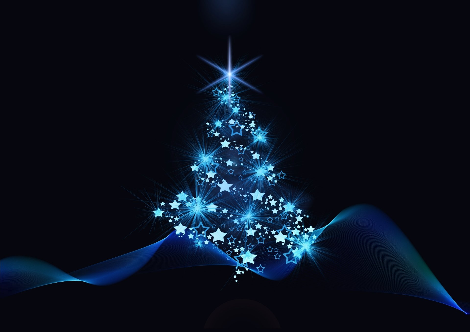 Blue Star Christmas Glow – HD Holiday Wallpaper by Gerd Altmann, image size:1920x1357