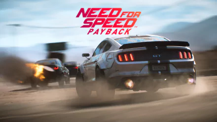 HD desktop wallpaper featuring a Ford Mustang GT racing in Need for Speed Payback, showcasing high-speed action from the popular video game.