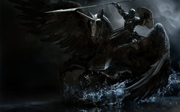 Fantasy Pegasus Fantasy Animals Horse Wings Knight Warrior Armor Spear HD Wallpaper | Background Image