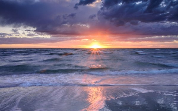 Nature Sunrise Ocean Horizon Cloud HD Wallpaper | Background Image