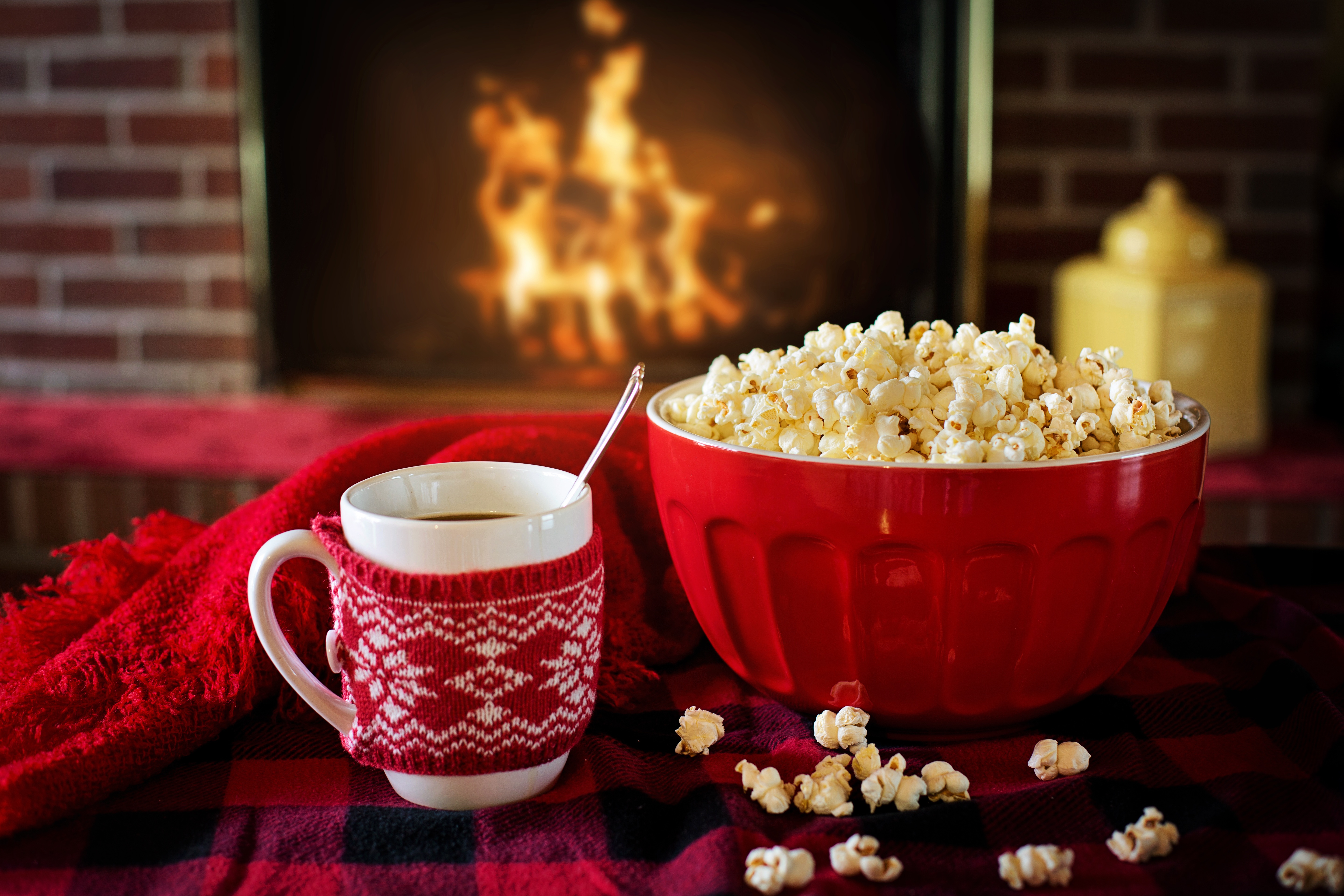 Warm and Cozy With Coffee and Popcorn by Jill Wellington