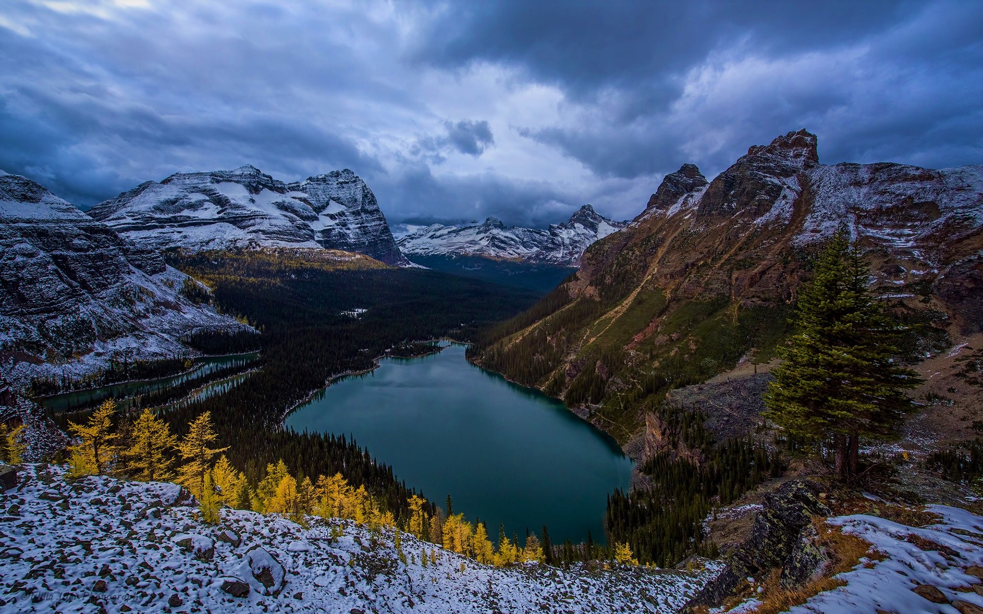 Download Lake Snow Tree Forest Mountain Nature Landscape HD Wallpaper