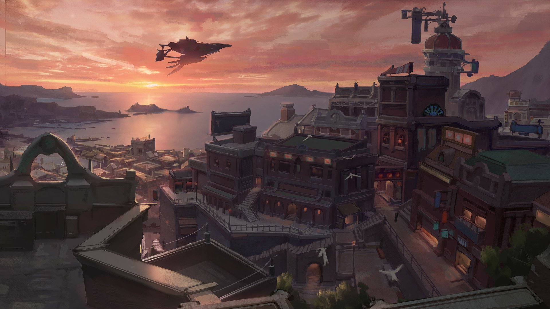 Fantasy City at Sunset by the Sea – HD Wallpaper View by balagao ...