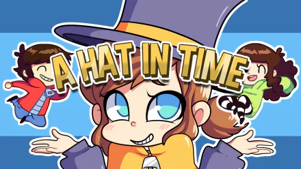 HD desktop wallpaper featuring characters from A Hat in Time with vibrant colors and title text.