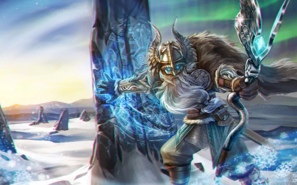 HD wallpaper from Vainglory featuring a warrior character in an icy landscape for desktop backgrounds.