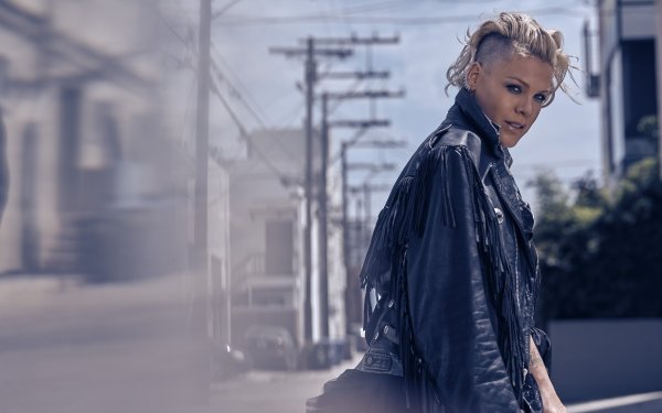 Music Pink Singer Blonde Short Hair Depth Of Field Leather Jacket HD Wallpaper | Background Image