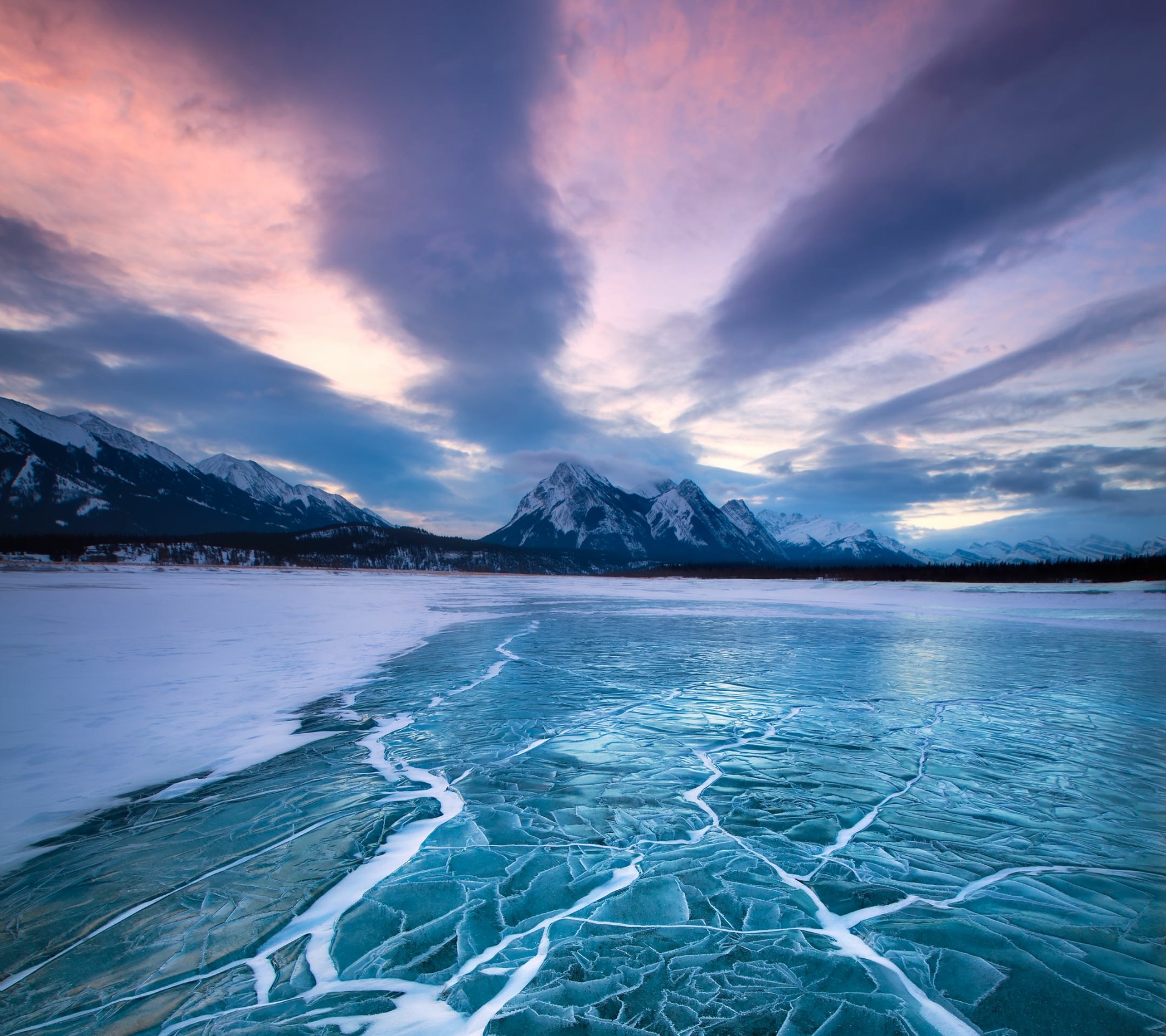 Download Sunset Cloud Snow Frozen Mountain Lake Nature Winter HD Wallpaper