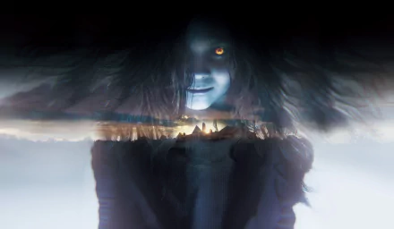 HD desktop wallpaper of Resident Evil 7: Biohazard featuring a haunting image with a mysterious figure and an eerie background.