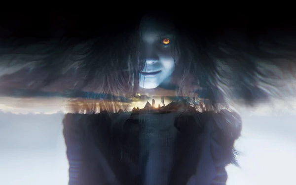 HD desktop wallpaper of Resident Evil 7: Biohazard featuring a haunting image with a mysterious figure and an eerie background.