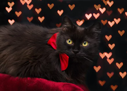 heart ribbon Animal cat HD Desktop Wallpaper | Background Image