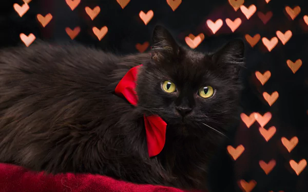 heart ribbon Animal cat HD Desktop Wallpaper | Background Image