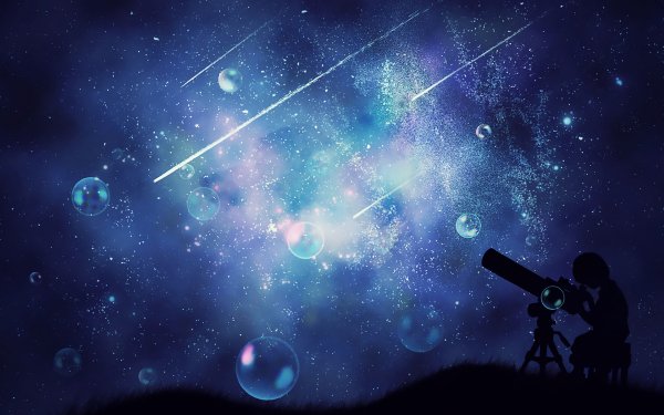 Anime Original Stars Comet Bubble Night HD Wallpaper | Background Image