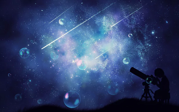 night bubble comet star Anime anime night HD Desktop Wallpaper | Background Image
