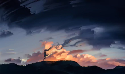 sunset storm cloud evening Anime Original anime sunset HD Desktop Wallpaper | Background Image