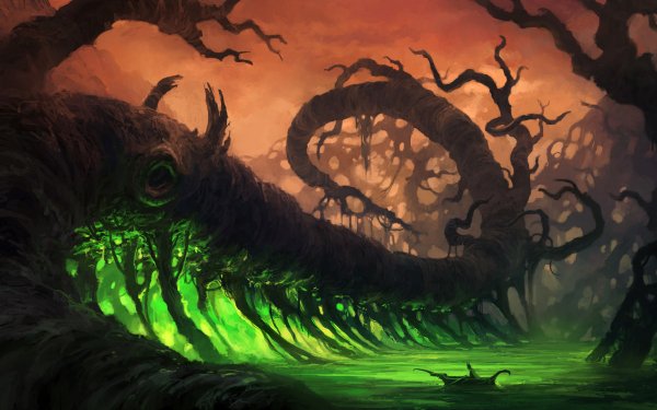 Fantasy Landscape Creature Tree Creepy Dark HD Wallpaper | Background Image