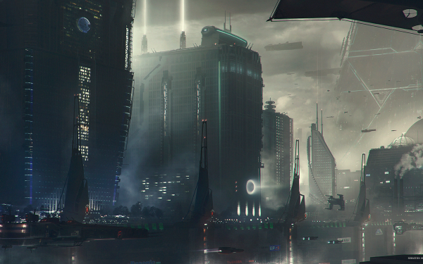 Sci Fi City Futuristic Building Vehicle HD Wallpaper | Background Image