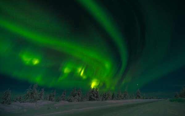Earth Aurora Borealis Night Sky Nature Winter Snow Light HD Wallpaper | Background Image
