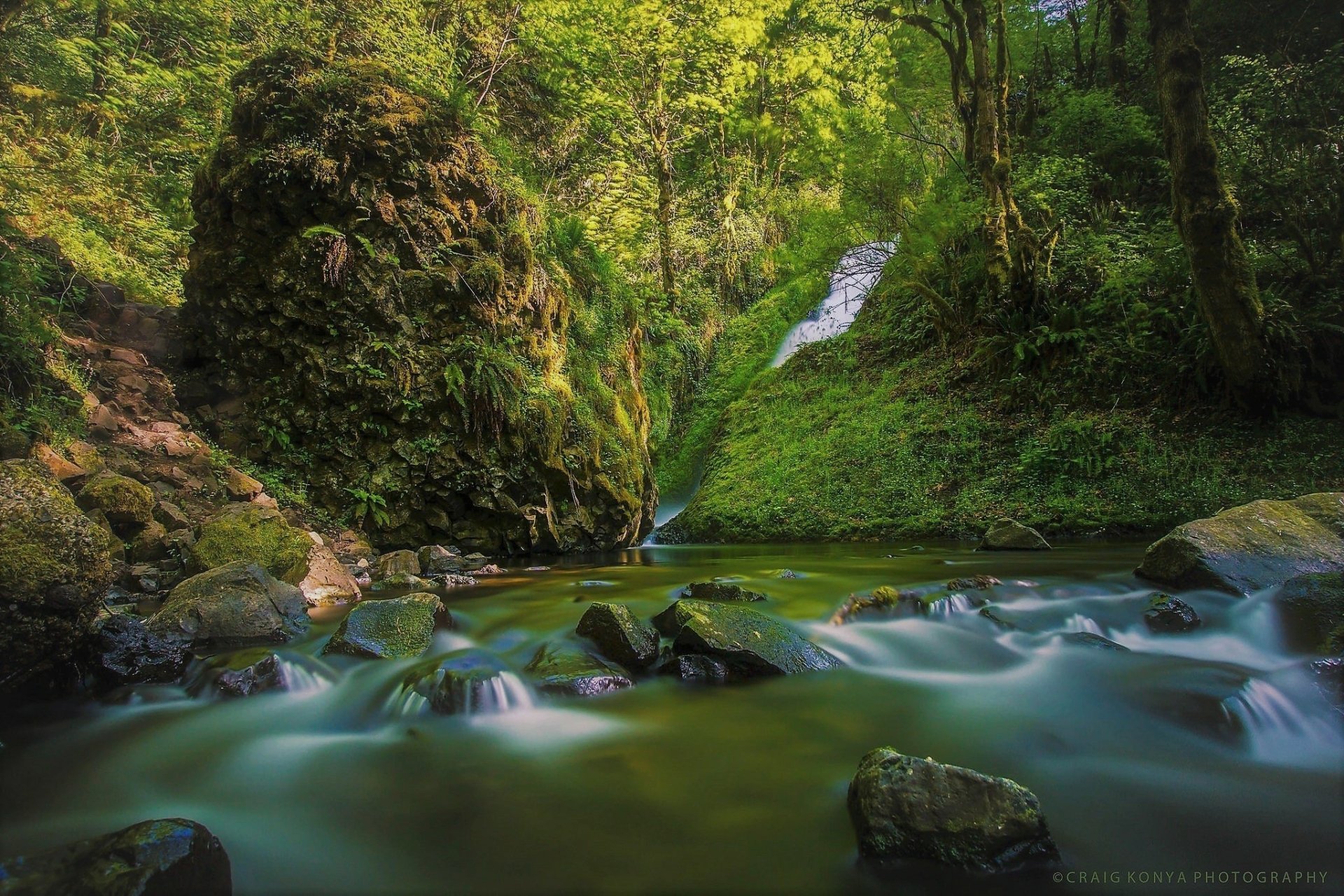 Download Green Stream Forest Nature Waterfall HD Wallpaper | 2048x1365 ...