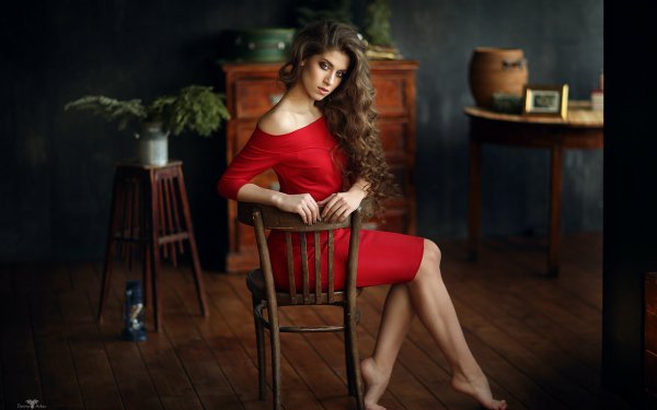 Women Model Models Red Dress Depth Of Field Brunette Long Hair HD Wallpaper | Background Image