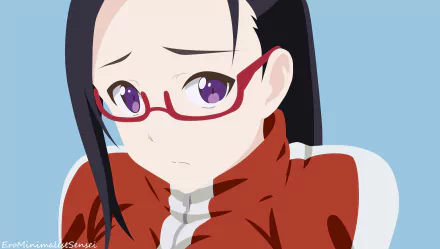 glasses minimalist Sakie Satou Demi-chan wa Kataritai Anime Interviews With Monster Girls minimalist anime HD Desktop Wallpaper | Background Image