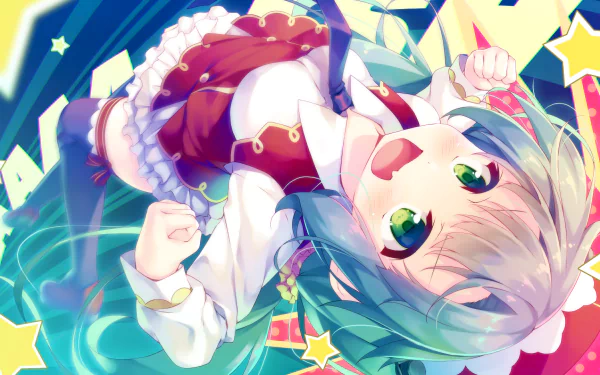 HD anime wallpaper of Glowworm from Azur Lane, featuring vibrant colors and dynamic pose with starry background.