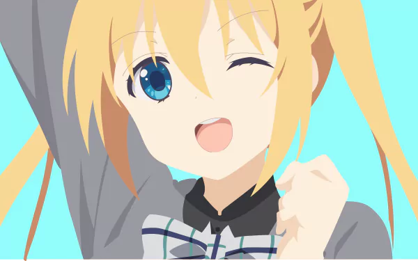 Minimalist anime HD desktop wallpaper featuring Kaho Hinata from Blend S with bright colors and a cheerful expression.