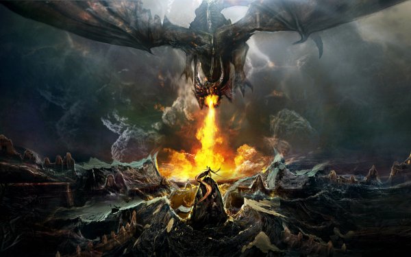Fantasy Dragon Fire Warrior HD Wallpaper | Background Image