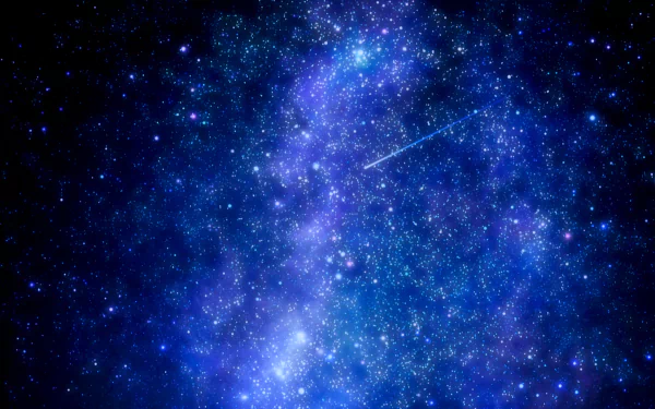 HD desktop wallpaper of a starry space sky with a shooting star, inspired by the anime Devilman: Crybaby.