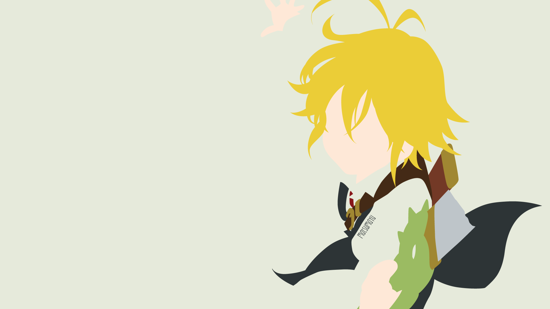 Minimalist HD wallpaper featuring Meliodas from The Seven Deadly Sins anime. The blonde character is depicted with a sword in a clean, uncluttered design.