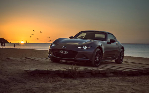 sunrise beach car Mazda vehicle Mazda MX-5 HD Desktop Wallpaper | Background Image