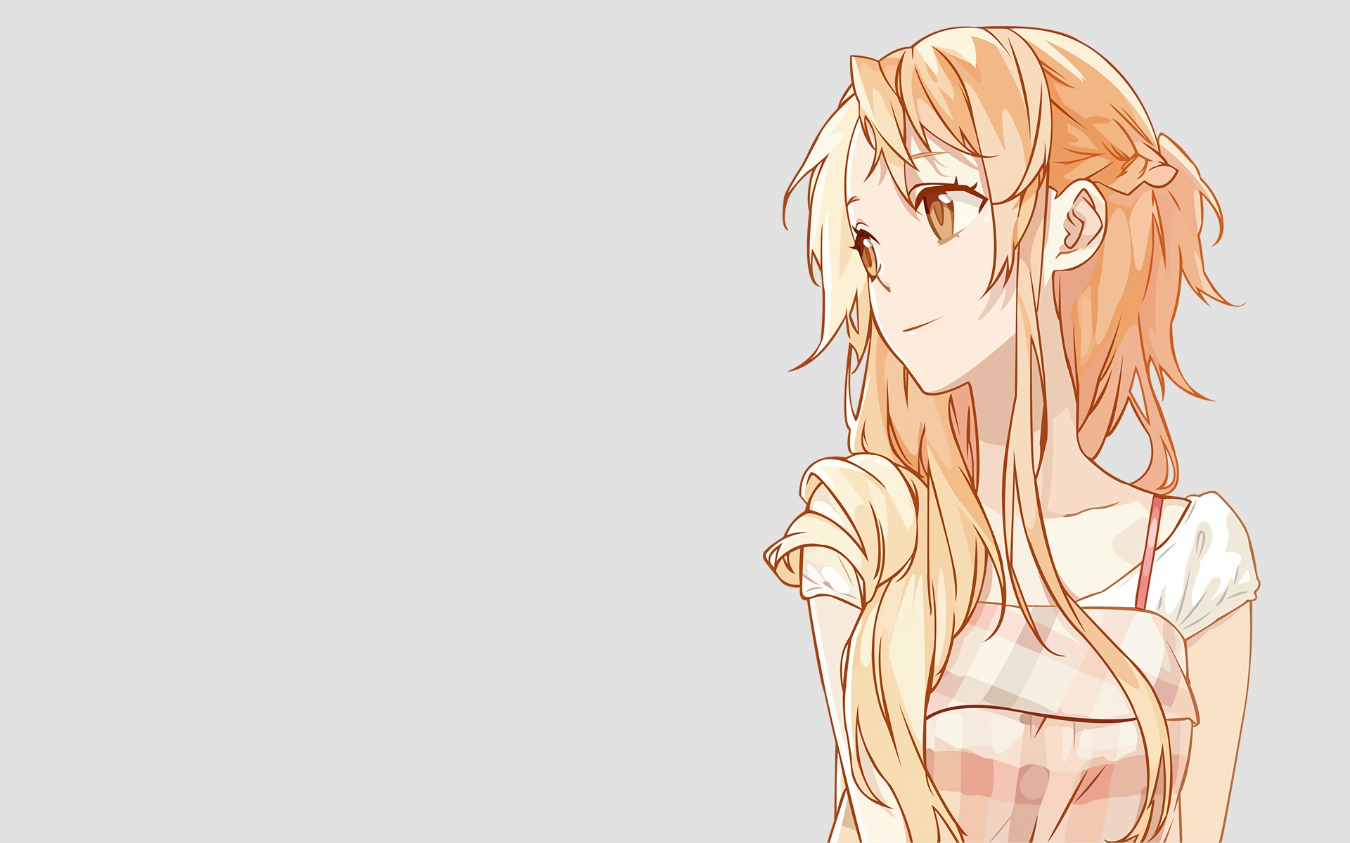 HD desktop wallpaper of Asuna Yuuki from the anime Sword Art Online, featuring her in a soft, pastel-colored illustration against a light background.