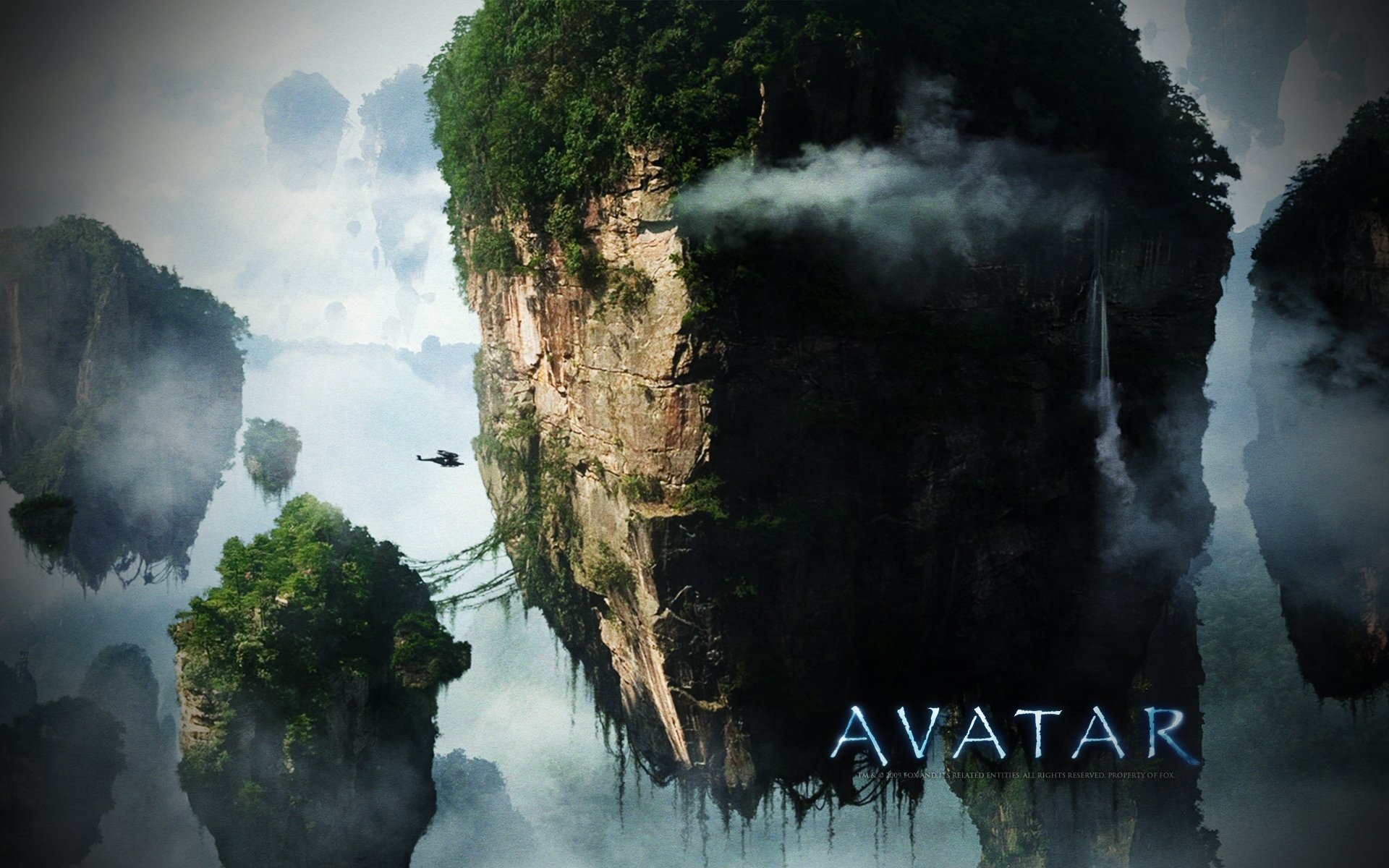 HD PC desktop wallpaper featuring floating mountains and mist from the movie Avatar, showcasing a mystical and cinematic landscape.