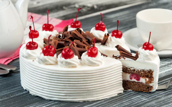 cream fruit cherry pastry food cake HD Desktop Wallpaper | Background Image