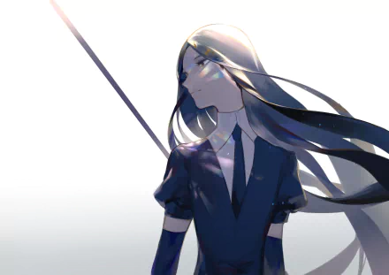 HD anime wallpaper featuring Bort from Land of the Lustrous, showcasing a serene and detailed portrait with flowing hair and a minimalist background.