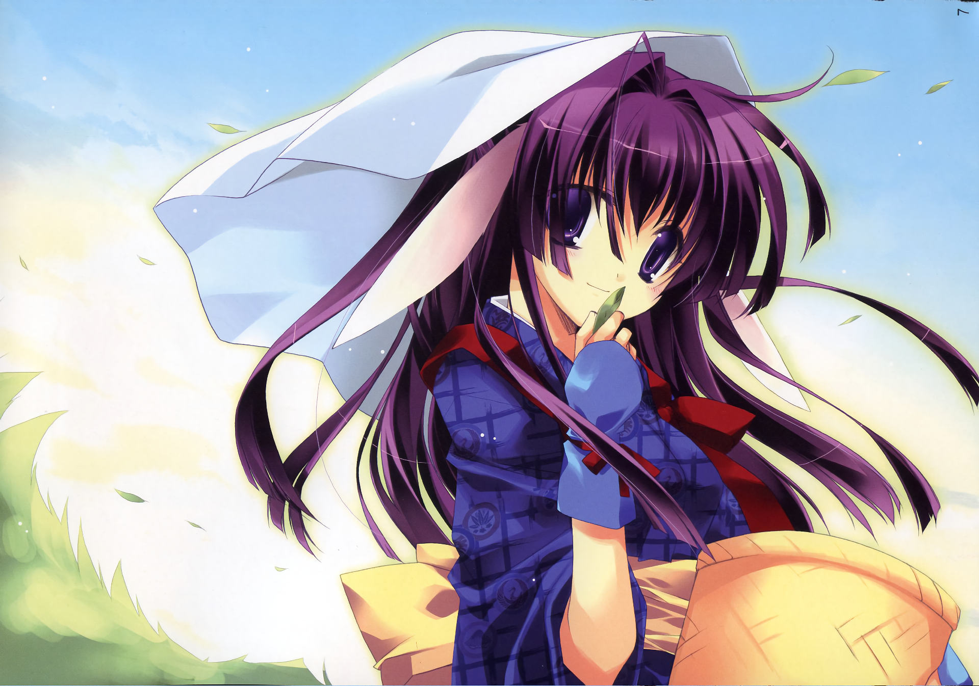 Download Smile Purple Eyes Purple Hair Kimono Anime Original HD Wallpaper by Minazuki Haruka